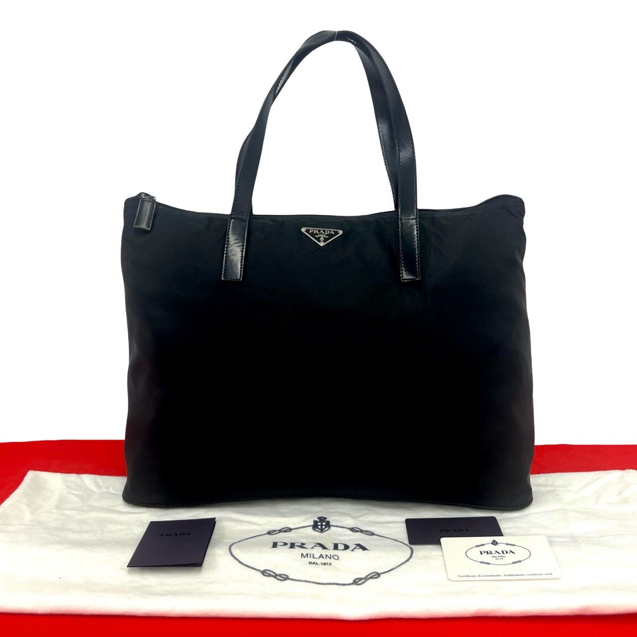 Prada Tessuto Nylon Leather Tote Black