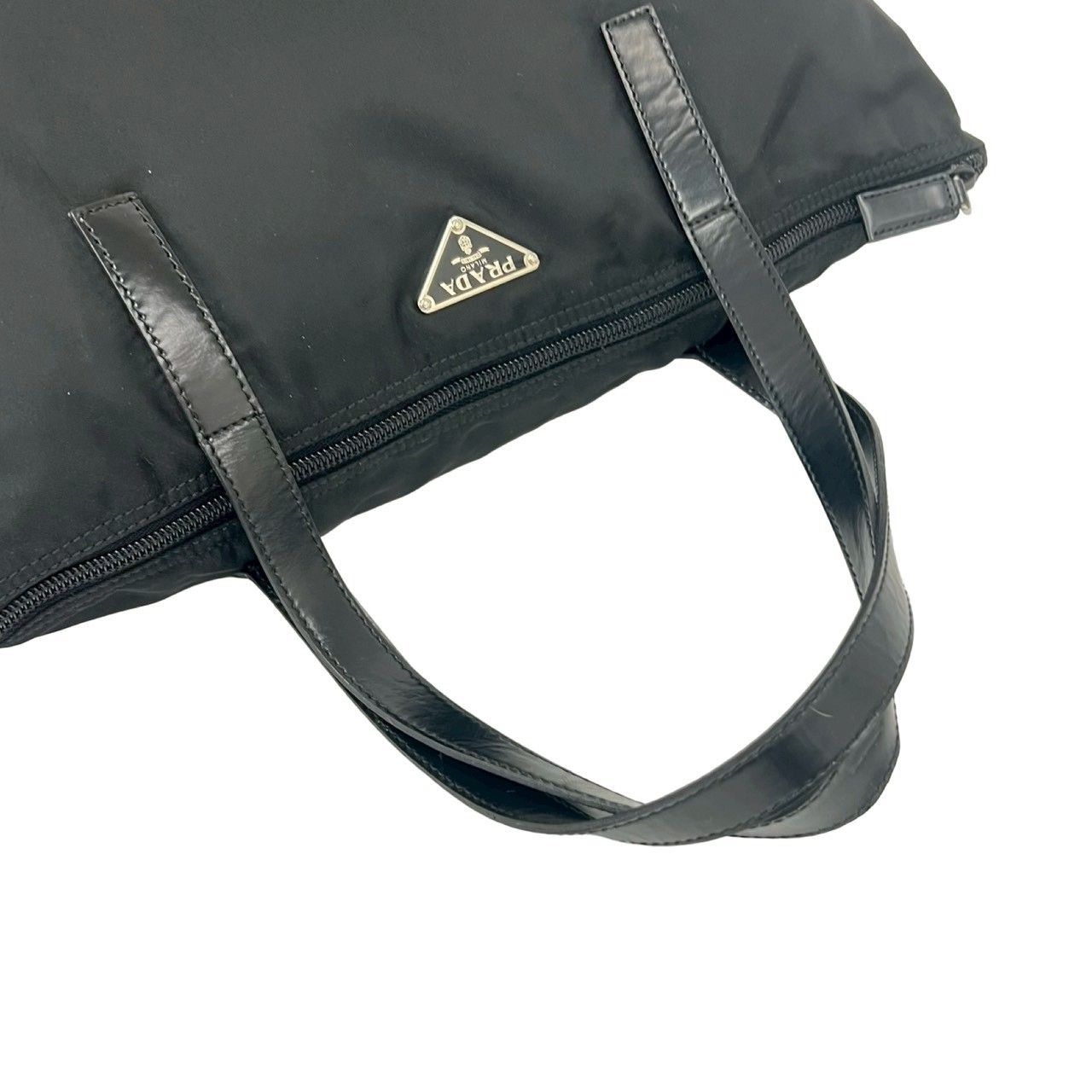 Prada Tessuto Nylon Leather Tote Black — view 4