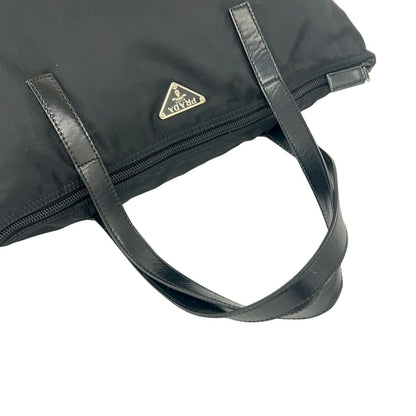 Prada Tessuto Nylon Leather Tote Black — view 4