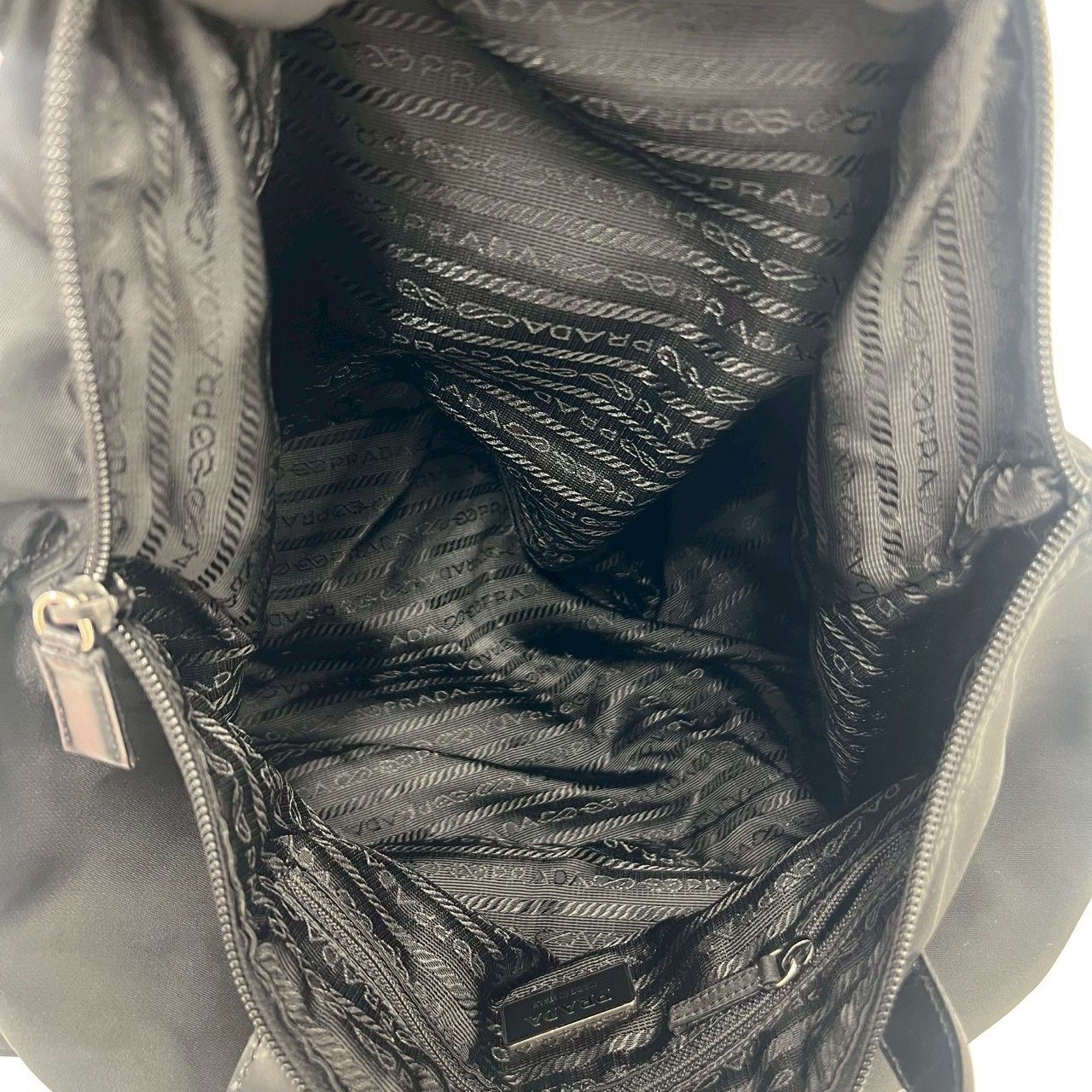 Prada Tessuto Nylon Leather Tote Black — view 9