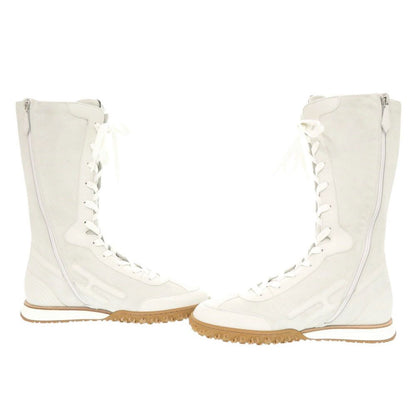 Hermes Lace Up 38 Vaubera Nappa White Sneakers High Cut Boots — view 7