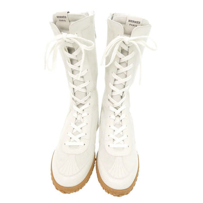 Hermes Lace Up 38 Vaubera Nappa White Sneakers High Cut Boots — view 3