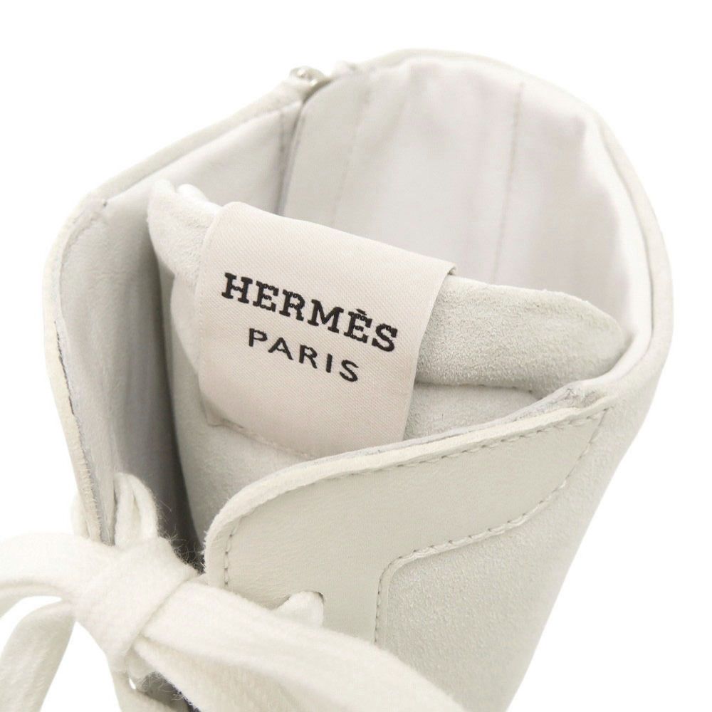 Hermes Lace Up 38 Vaubera Nappa White Sneakers High Cut Boots — view 8