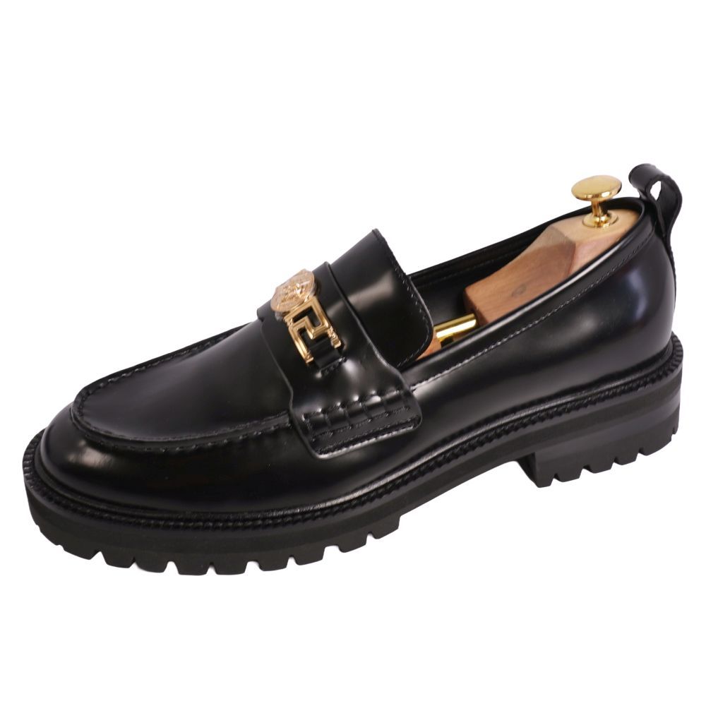 Versace Leather Shoes Loafers Moccasins Gray