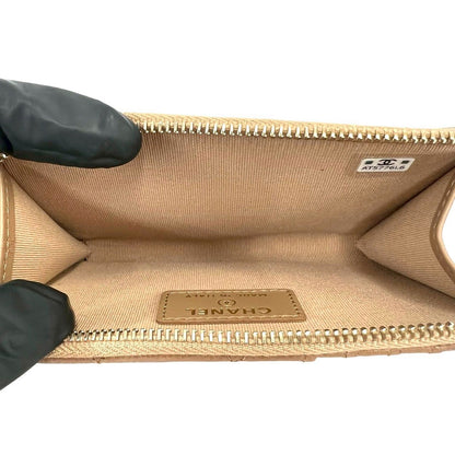 Chanel Fragment Case Quilted CC Logo Caviar Leather Coin Beige Handbag — view 7