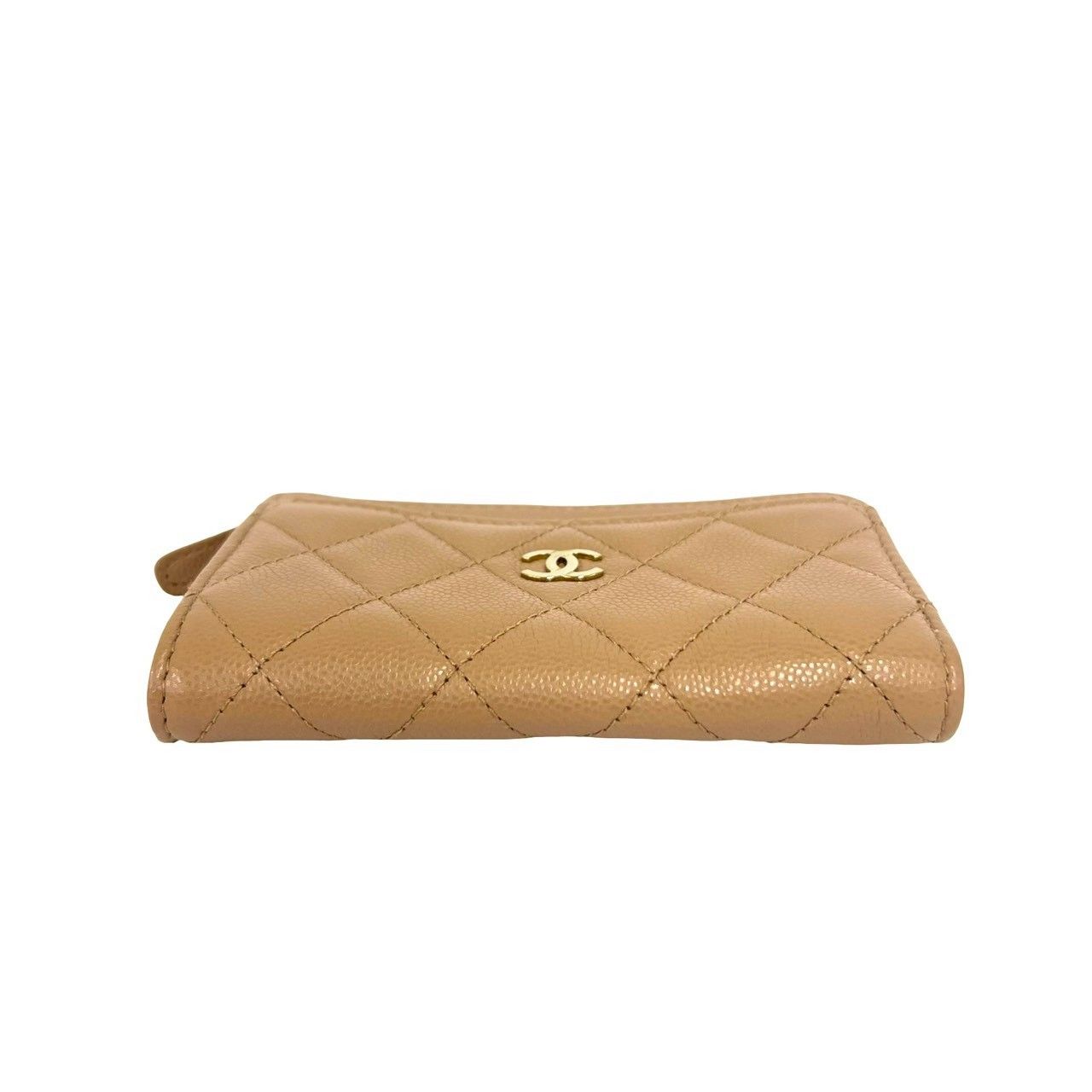 Chanel Fragment Case Quilted CC Logo Caviar Leather Coin Beige Handbag — view 6
