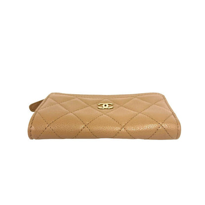 Chanel Fragment Case Quilted CC Logo Caviar Leather Coin Beige Handbag — view 6