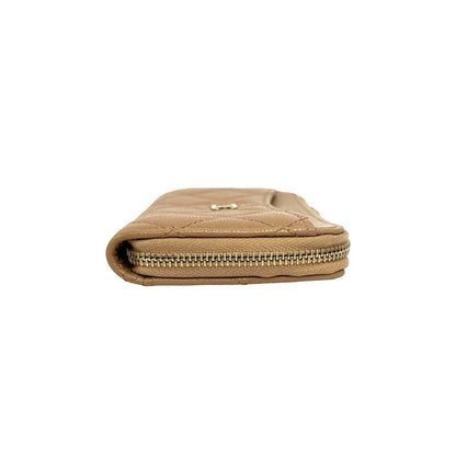 Chanel Fragment Case Quilted CC Logo Caviar Leather Coin Beige Handbag — view 5