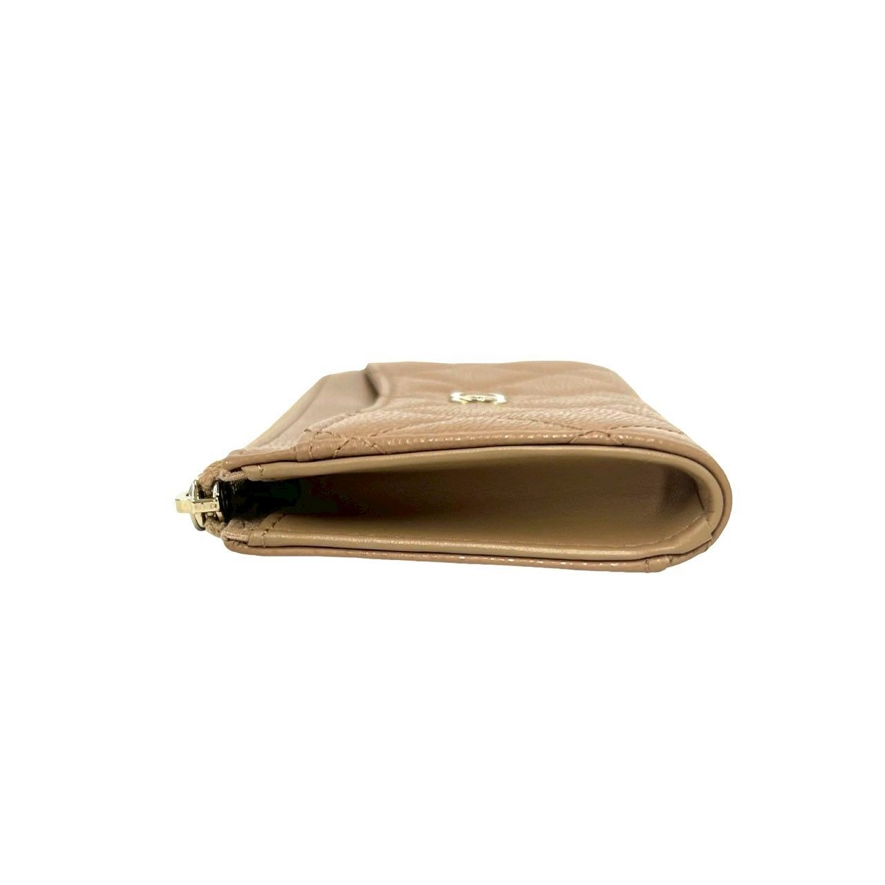 Chanel Fragment Case Quilted CC Logo Caviar Leather Coin Beige Handbag — view 4