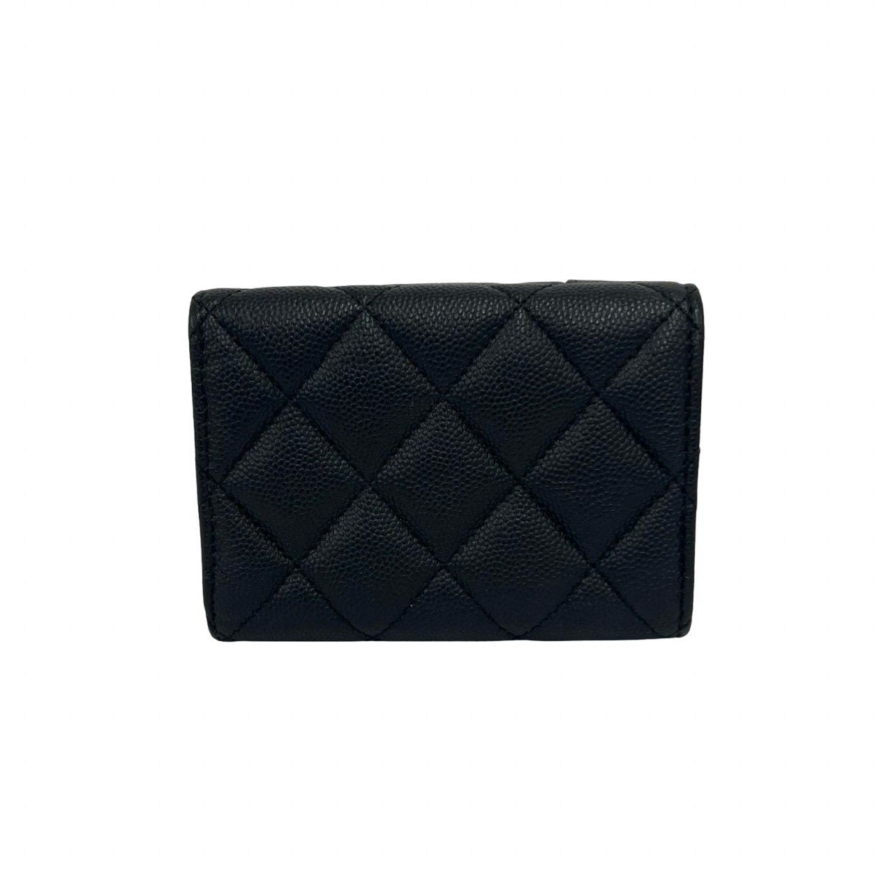 Chanel Mademoiselle CC Logo Caviar Leather Trifold Wallet Mini Black — view 2