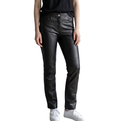 Chanel Pants Leather Black 38