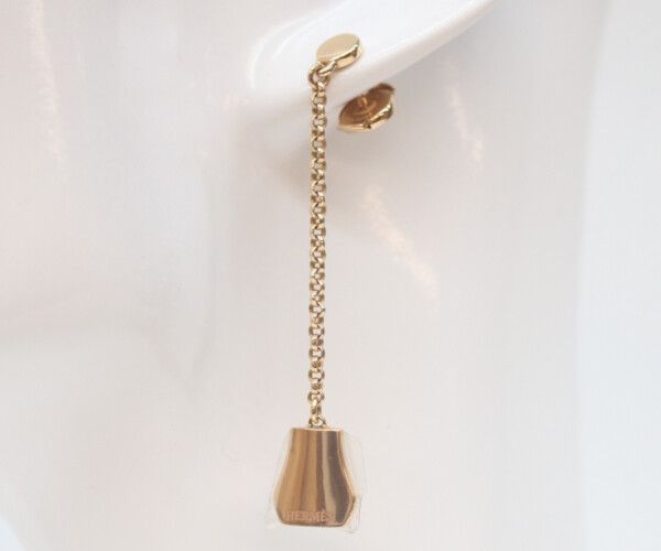 Hermes 750 Pink Gold Kelly Clochette Earrings — view 6