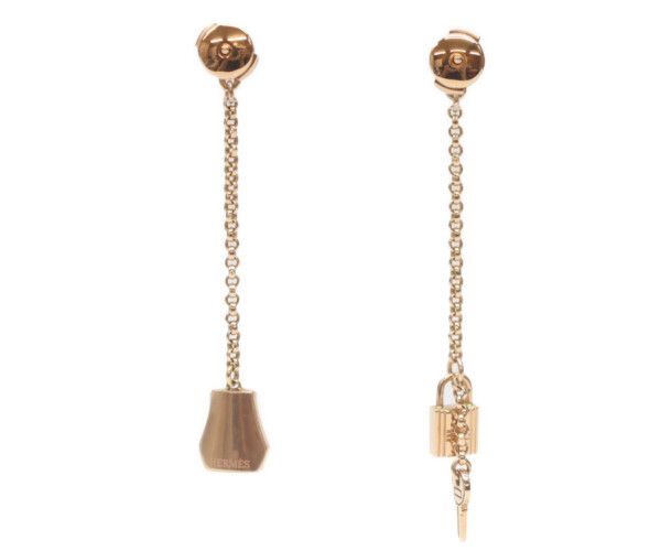 Hermes 750 Pink Gold Kelly Clochette Earrings — view 2