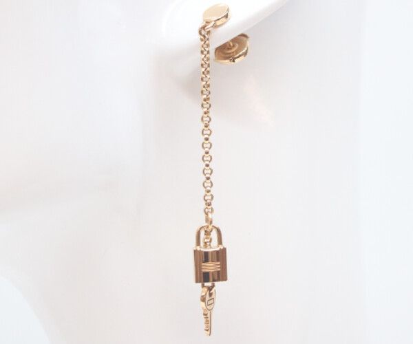 Hermes 750 Pink Gold Kelly Clochette Earrings — view 7