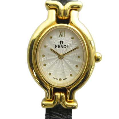 Fendi Watch Logo Quartz Leather Gold