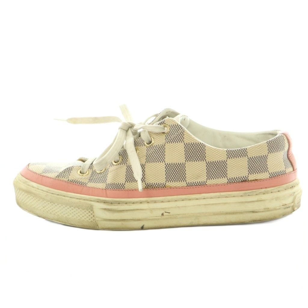 Louis Vuitton Sneakers Plaid Pattern 35.5 Pink Beige Purple