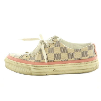 Louis Vuitton Sneakers Plaid Pattern 35.5 Pink Beige Purple
