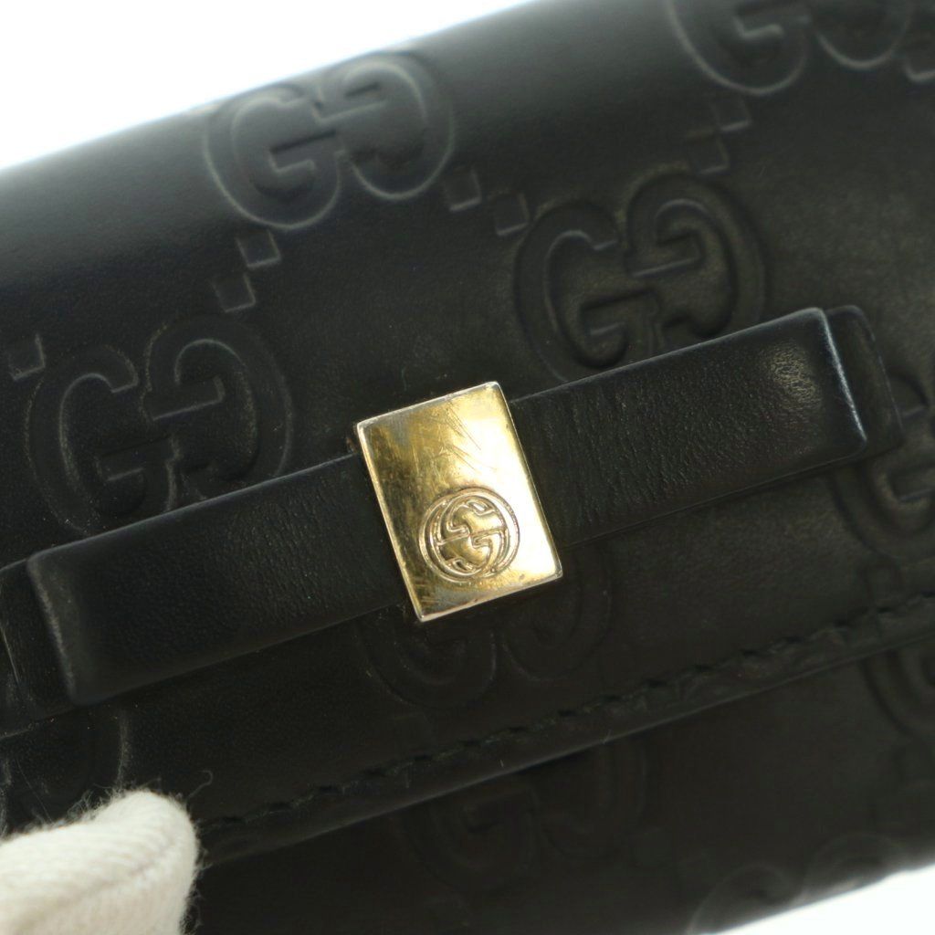Gucci Key Case Guccissima 6 Rows GG Logo Embossed Ribbon Black Key Holder — view 8