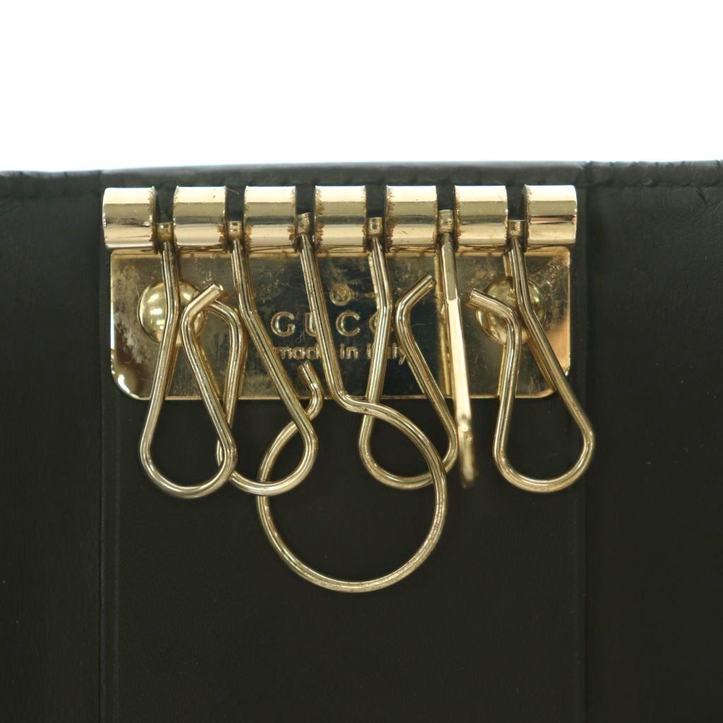 Gucci Key Case Guccissima 6 Rows GG Logo Embossed Ribbon Black Key Holder — view 6