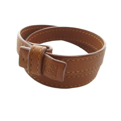 Loewe Bracelet Leather Logo Bangle Brown
