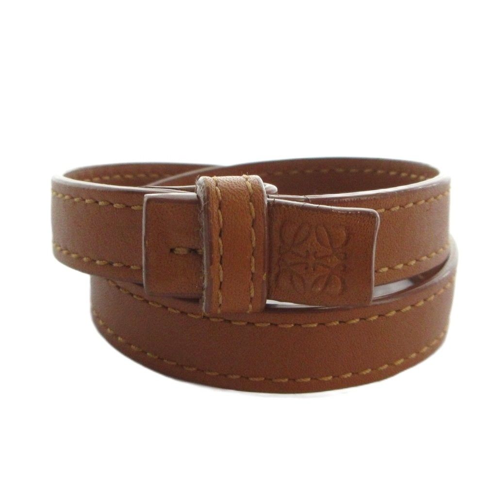 Loewe Bracelet Leather Logo Bangle Brown — view 2