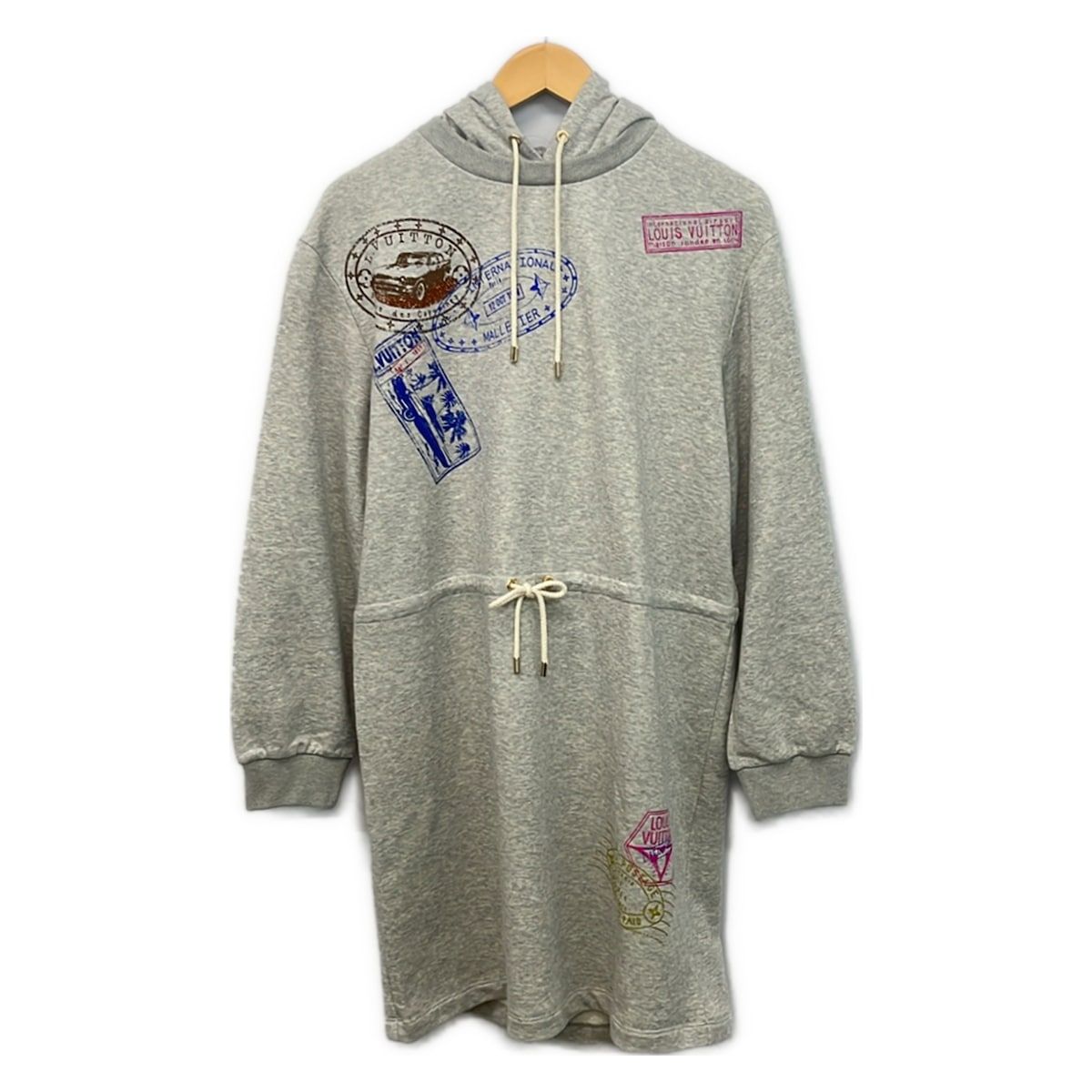 Louis Vuitton Dress L Labe Sweater LV 8 Gray Navy Multi