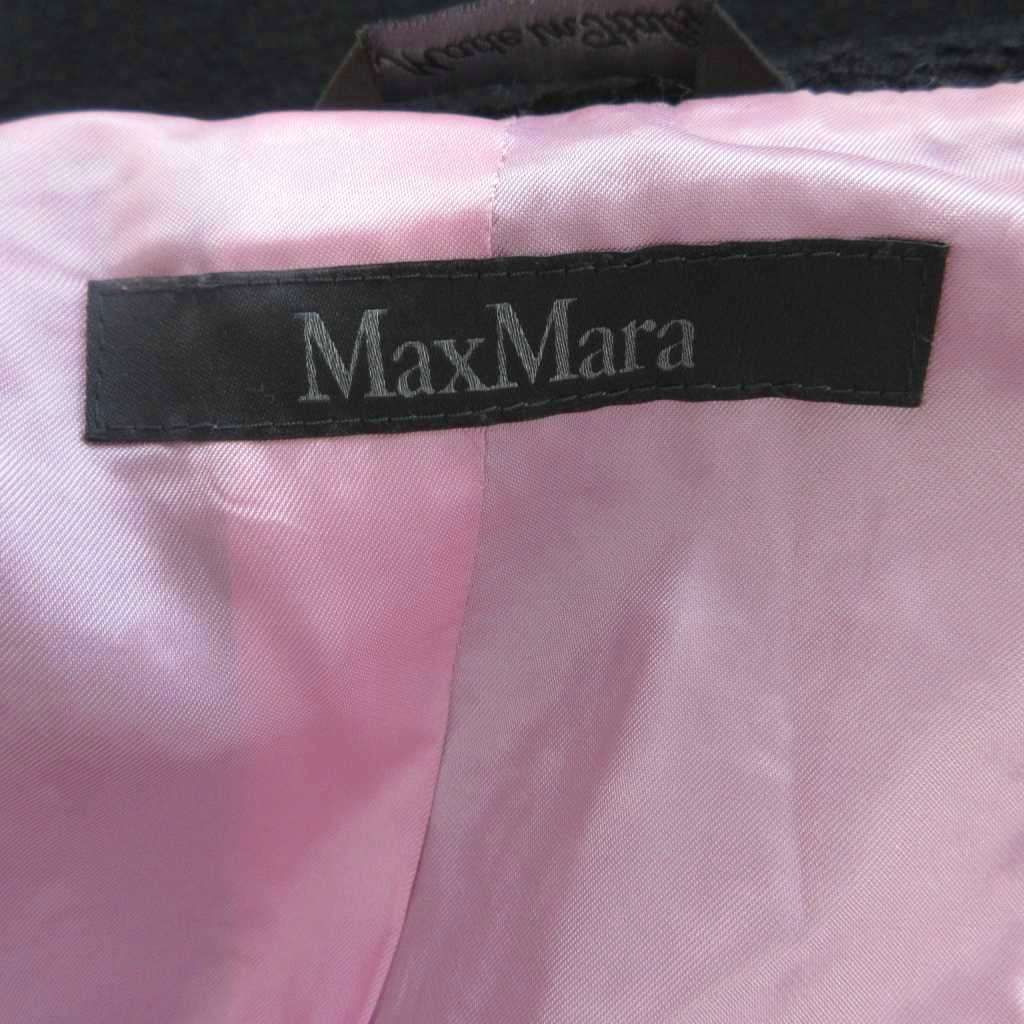 Max Mara Coat Outer Wool 42 Black Tweed Visual Decoration Long Sleeve Length PP — view 5