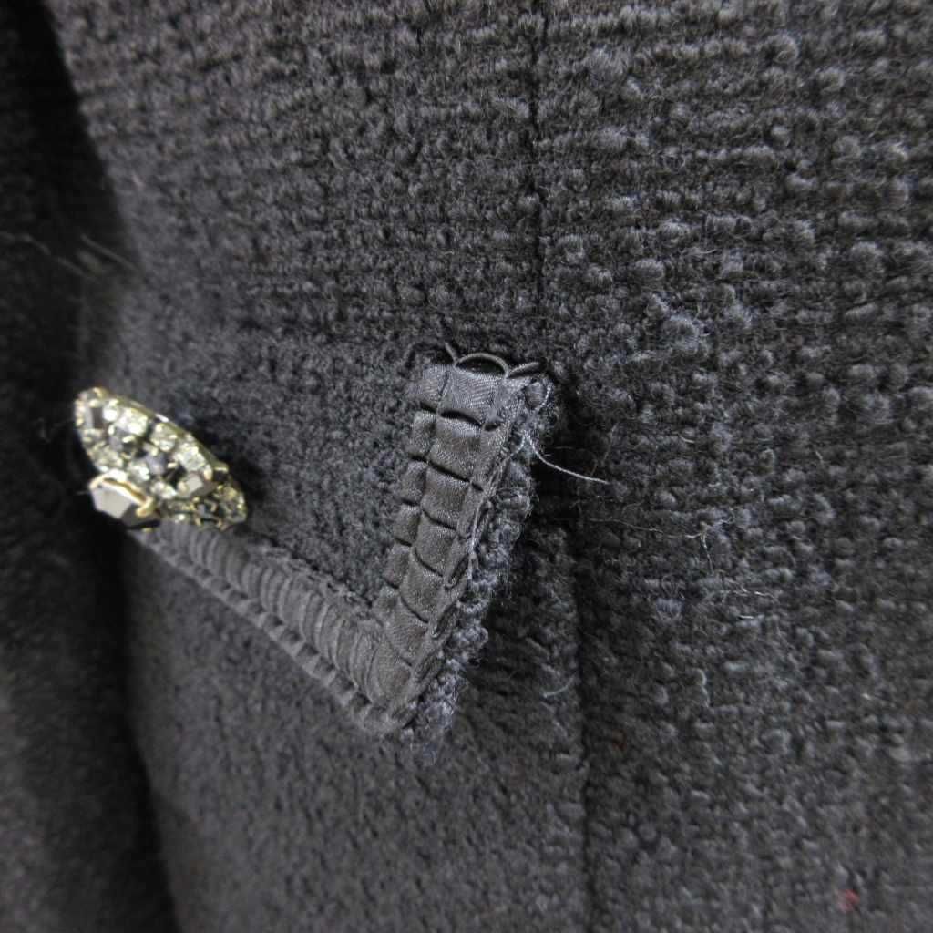 Max Mara Coat Outer Wool 42 Black Tweed Visual Decoration Long Sleeve Length PP — view 9