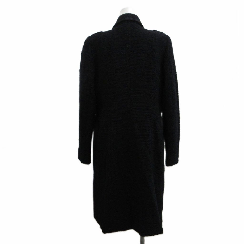 Max Mara Coat Outer Wool 42 Black Tweed Visual Decoration Long Sleeve Length PP — view 2