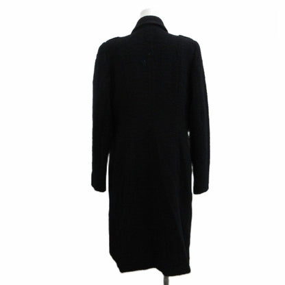 Max Mara Coat Outer Wool 42 Black Tweed Visual Decoration Long Sleeve Length PP — view 2