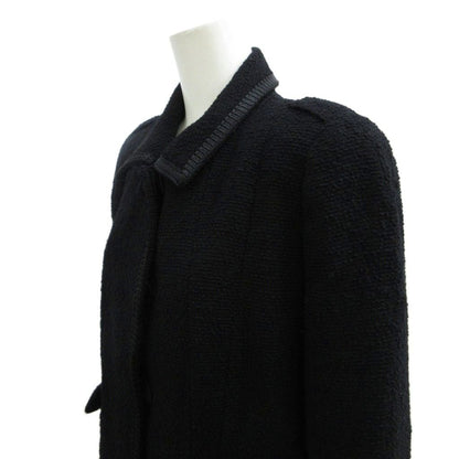 Max Mara Coat Outer Wool 42 Black Tweed Visual Decoration Long Sleeve Length PP — view 4