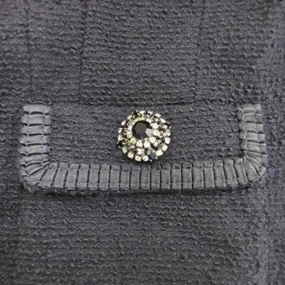 Max Mara Coat Outer Wool 42 Black Tweed Visual Decoration Long Sleeve Length PP — view 7