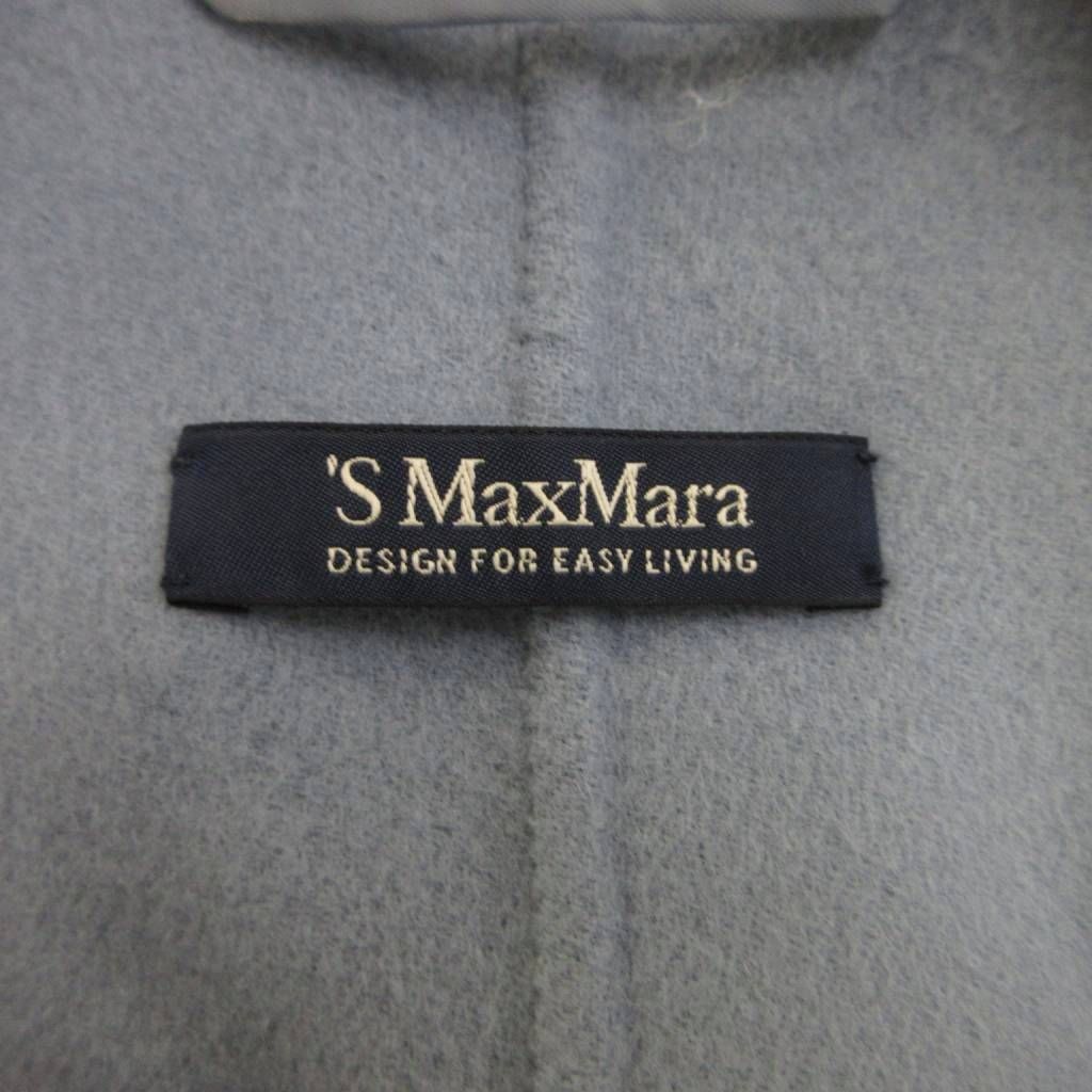Max Mara S Maxma 'S Cucito a Mano Coat Outer 38 Blue Gray Double Breasted Long — view 5