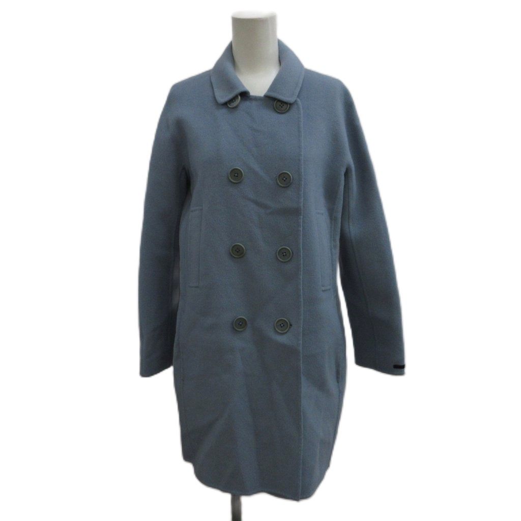 Max Mara S Maxma 'S Cucito a Mano Coat Outer 38 Blue Gray Double Breasted Long