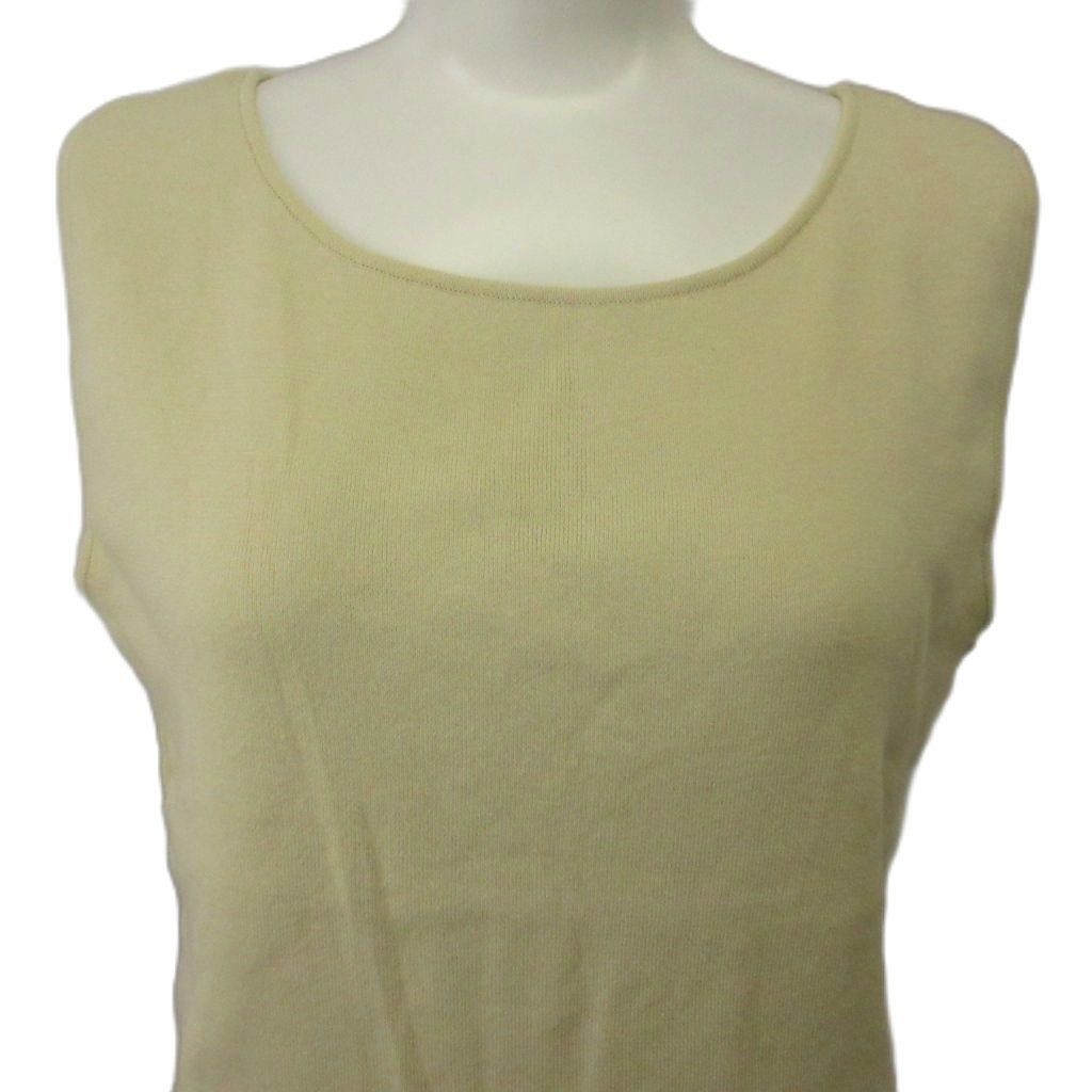 Chanel Knit Vest Sleeveless Pullover Crew Neck Logo Plate 42 XL Ivory — view 5