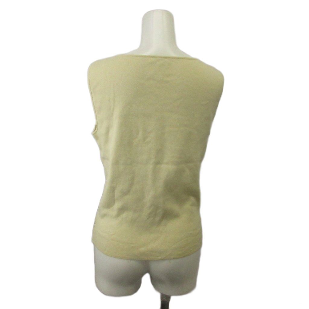 Chanel Knit Vest Sleeveless Pullover Crew Neck Logo Plate 42 XL Ivory — view 3