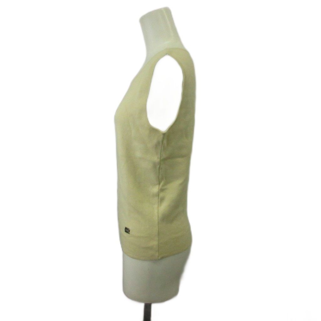Chanel Knit Vest Sleeveless Pullover Crew Neck Logo Plate 42 XL Ivory — view 2