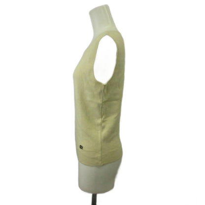 Chanel Knit Vest Sleeveless Pullover Crew Neck Logo Plate 42 XL Ivory — view 2