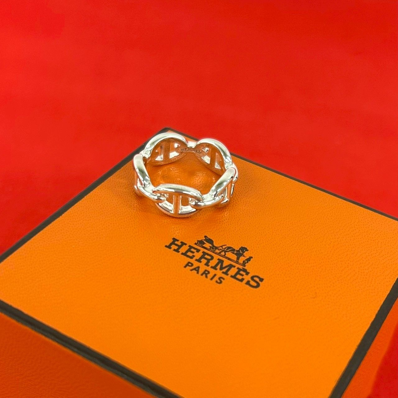 Hermes Chaine D'ancre Ring 925 Sterling Silver