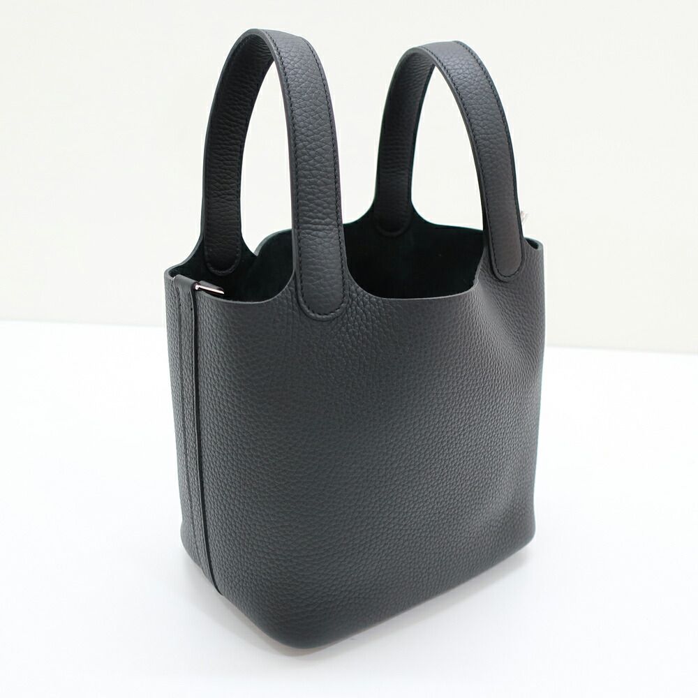 Hermes Heaven Picotin Lock PM Black Silver Taurillon Manufactured Around — view 9
