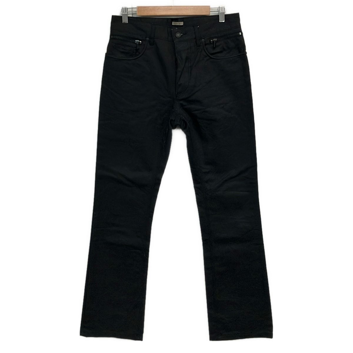 Bottega Veneta Jeans 48 M Black Full Length Button Fly Oil Coating