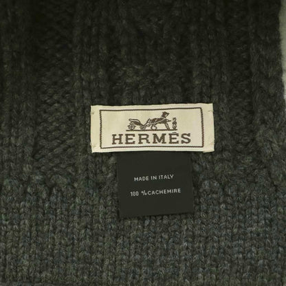 Hermes Tri Maillon Cashmere Knit Scarf One Color Dark Gray BB — view 5