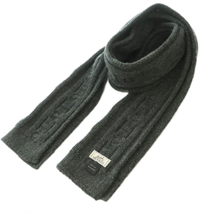 Hermes Tri Maillon Cashmere Knit Scarf One Color Dark Gray BB