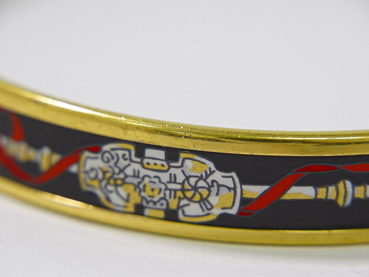 Hermes Enamel PM Bangle Bracelet Cloisonne Gold Plated Multicolor Email — view 5