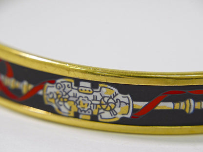 Hermes Enamel PM Bangle Bracelet Cloisonne Gold Plated Multicolor Email — view 5