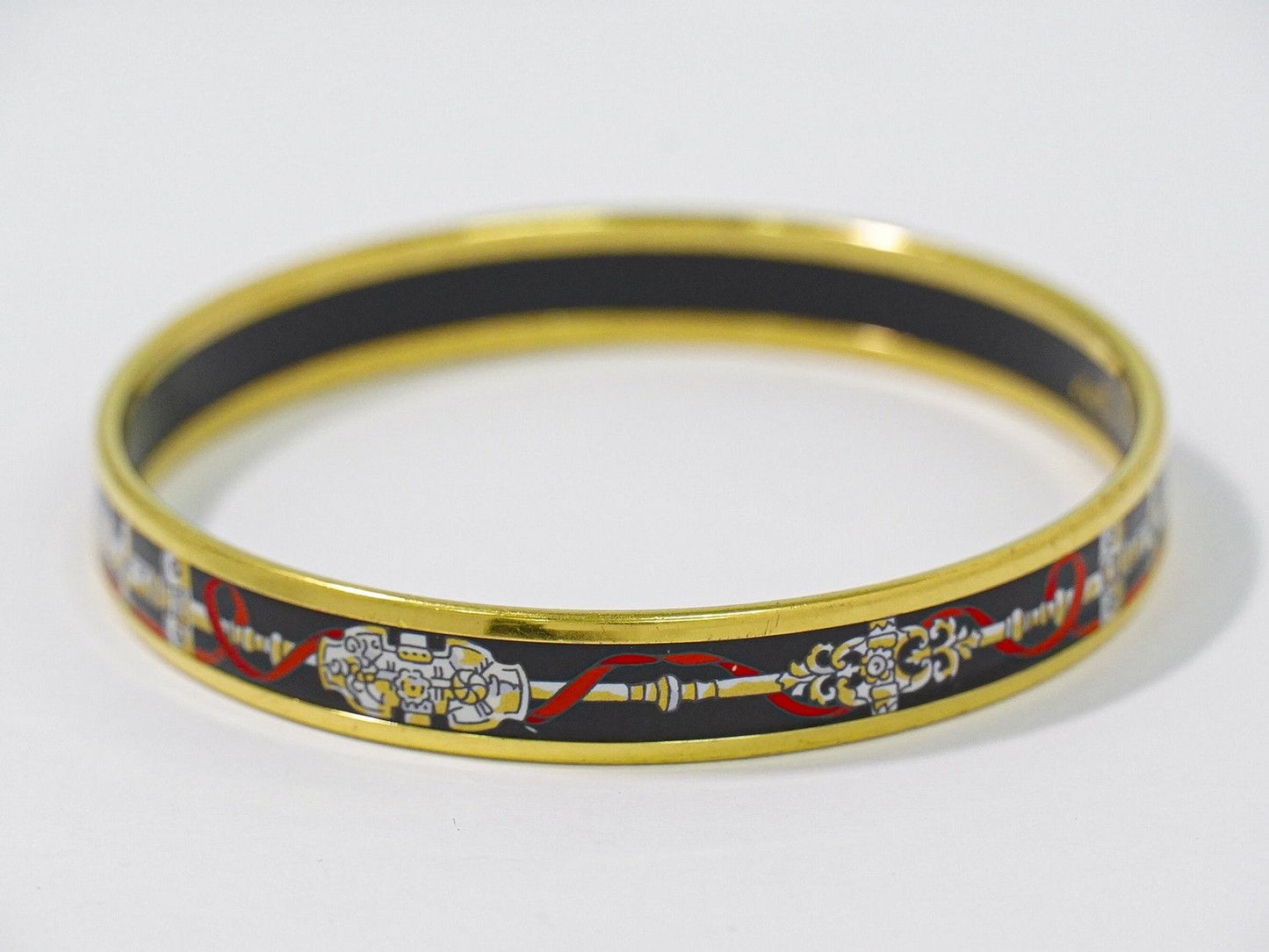 Hermes Enamel PM Bangle Bracelet Cloisonne Gold Plated Multicolor Email — view 4