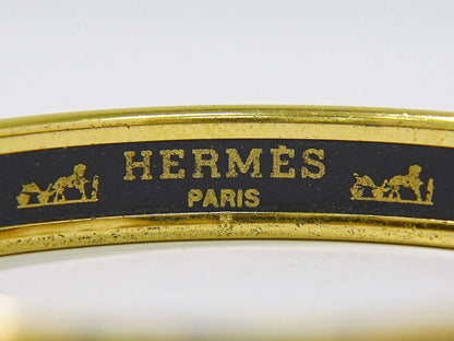 Hermes Enamel PM Bangle Bracelet Cloisonne Gold Plated Multicolor Email — view 9