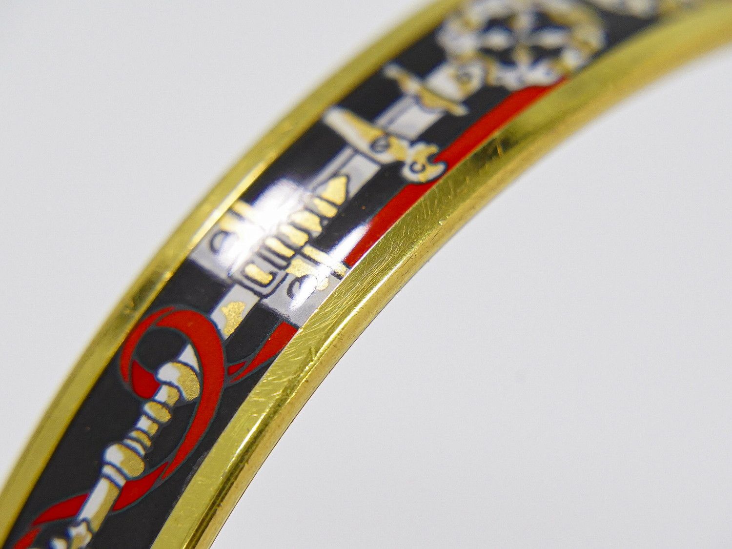 Hermes Enamel PM Bangle Bracelet Cloisonne Gold Plated Multicolor Email — view 7