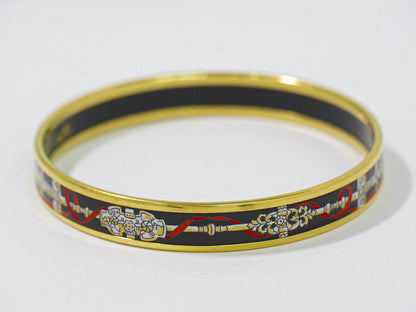 Hermes Enamel PM Bangle Bracelet Cloisonne Gold Plated Multicolor Email — view 2