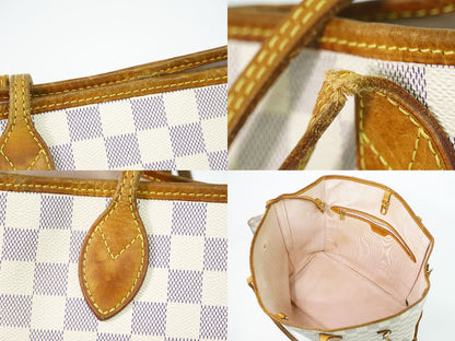 Louis Vuitton LV Neverfull Damier Azur Tote White Gray — view 7